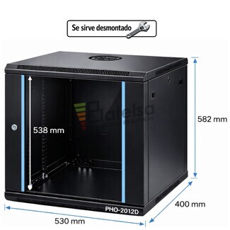 Armario Rack 12U 530x400 mm desmontado | Mural Phasak ECO PHO 2012-D